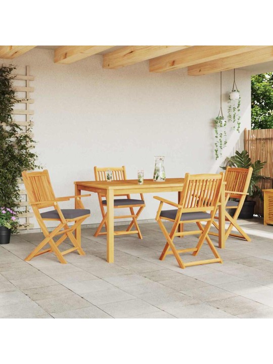 Saliekamā krēsls ar spilvenu 4 pcs pelēka 49 x 57.5 x 92cm