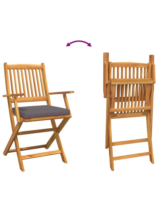 Saliekamā krēsls ar spilvenu 4 pcs pelēka 49 x 57.5 x 92cm