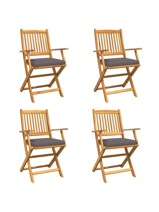 Saliekamā krēsls ar spilvenu 4 pcs pelēka 49 x 57.5 x 92cm