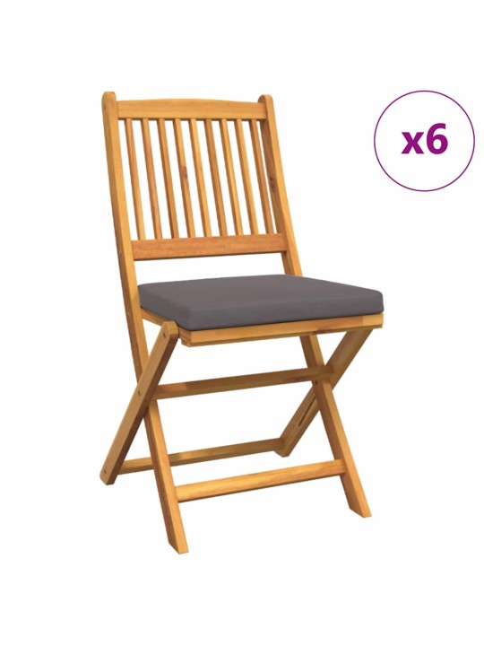 Saliekamā krēsls ar spilvenu 6 pcs pelēka 49 x 57.5 x 92cm