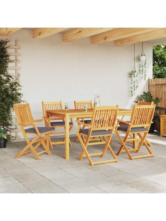 Saliekamā krēsls ar spilvenu 6 pcs pelēka 49 x 57.5 x 92cm