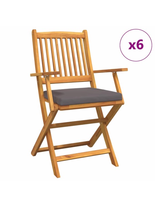 Saliekamā krēsls ar spilvenu 6 pcs pelēka 49 x 57.5 x 92cm