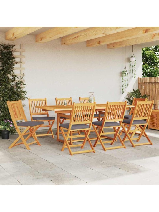 Saliekamā krēsls ar spilvenu 8 pcs pelēka 49 x 57.5 x 92cm