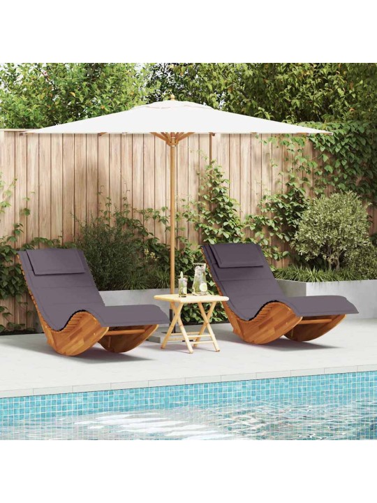 Sauļošanās krēsls ar spilvenu 2 pcs brūna 60 x 154 x 74cm