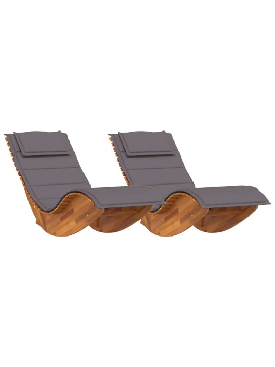 Sauļošanās krēsls ar spilvenu 2 pcs brūna 60 x 154 x 74cm