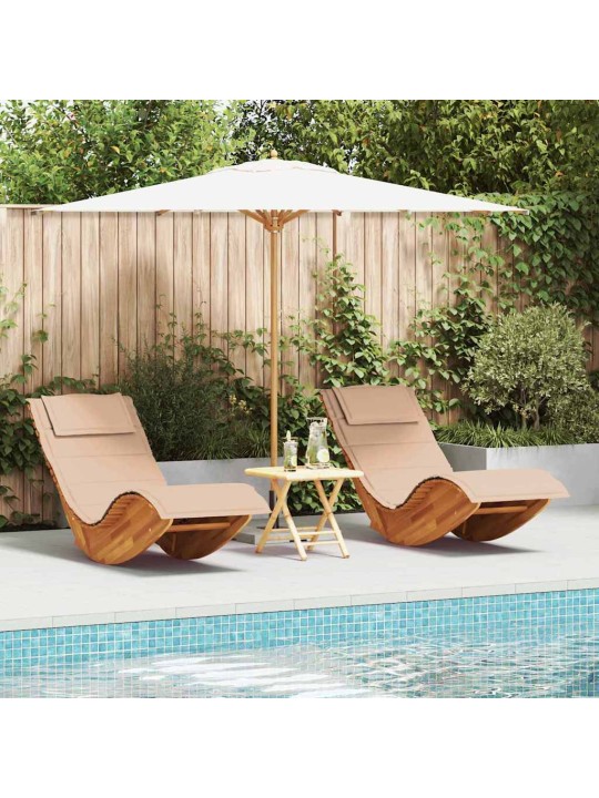 Sauļošanās krēsls ar spilvenu 2 pcs brūna 60 x 154 x 74cm
