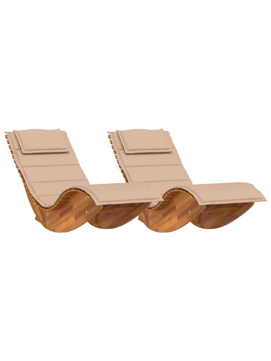 Sauļošanās krēsls ar spilvenu 2 pcs brūna 60 x 154 x 74cm