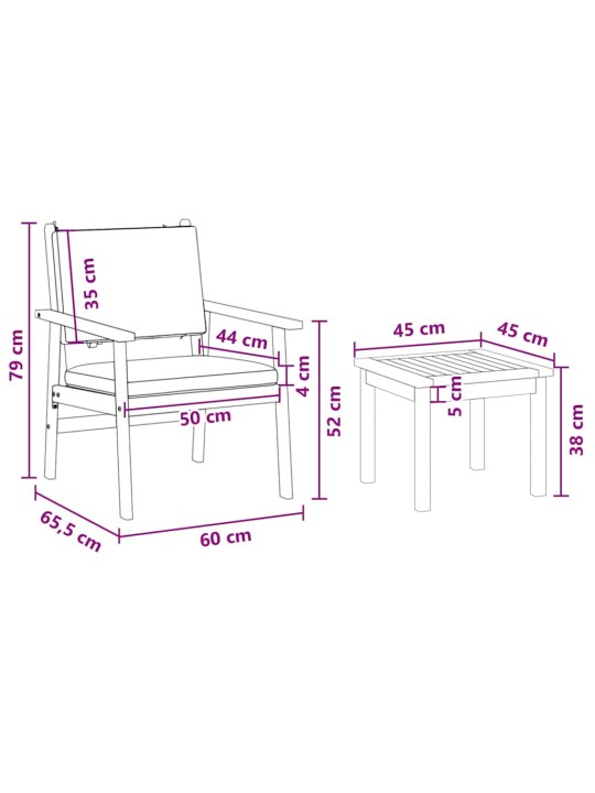 Dārza dīvānu komplekts ar spilvenu 6 pcs brūna 45 x 45 x 38cm