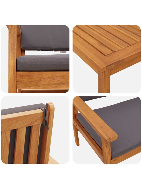 Dārza dīvānu komplekts ar spilvenu 6 pcs brūna 45 x 45 x 38cm