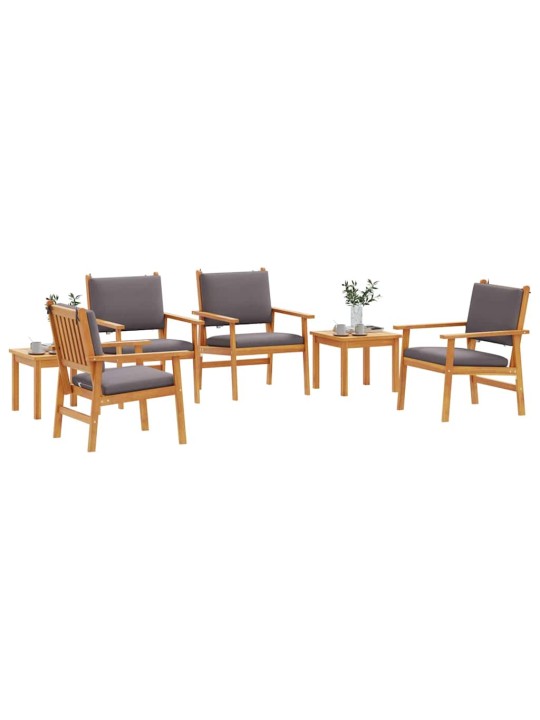Dārza dīvānu komplekts ar spilvenu 6 pcs brūna 45 x 45 x 38cm