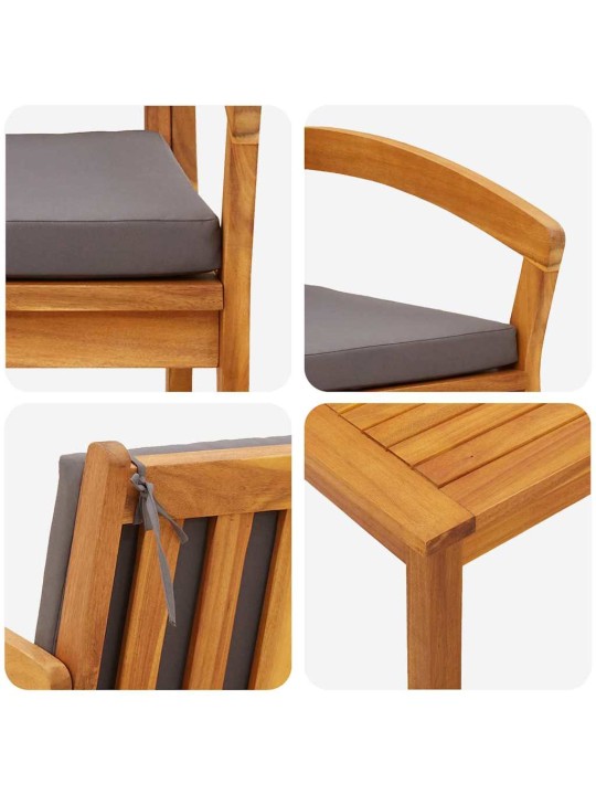 Bistro komplekts 4 pcs brūna 75 x 45 x 38cm akācijas masīvkoks