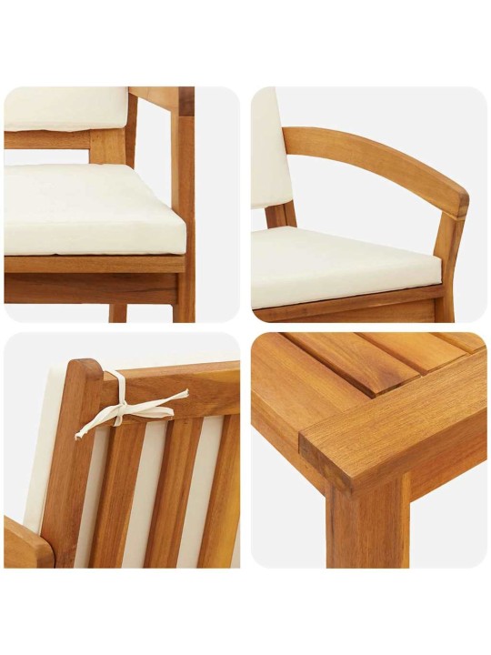 Bistro komplekts 3 pcs brūna 75 x 45 x 38cm akācijas masīvkoks