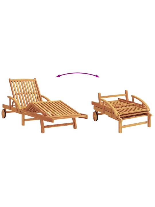 Sauļošanās krēsls 2 pcs bēša 200 x 67 x 84cm akācijas masīvkoks