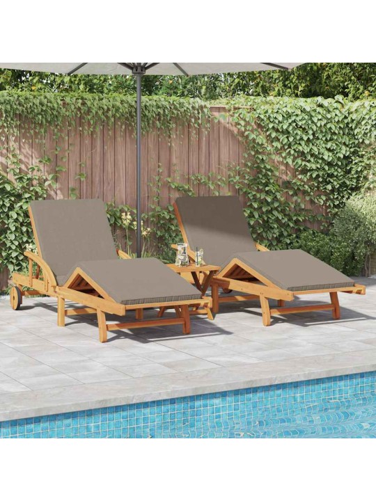 Sauļošanās krēsls ar spilvenu 2 pcs pelēkbrūna 200 x 67 x 84cm