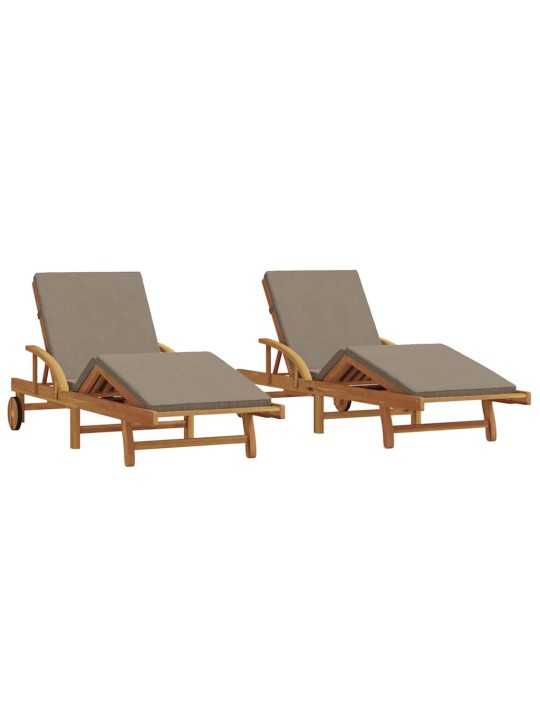 Sauļošanās krēsls ar spilvenu 2 pcs pelēkbrūna 200 x 67 x 84cm