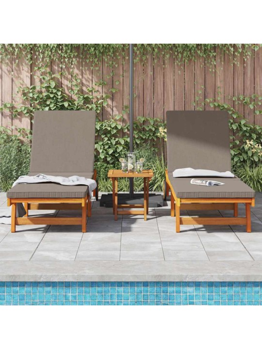 Sauļošanās krēsls ar spilvenu 2 pcs brūna 63 x 199 x 85cm