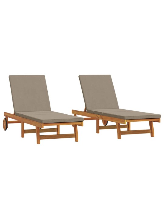Sauļošanās krēsls ar spilvenu 2 pcs brūna 63 x 199 x 85cm
