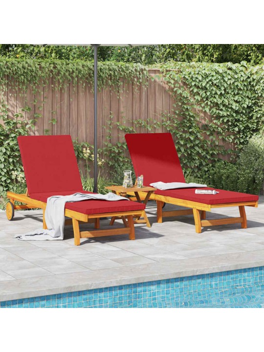 Sauļošanās krēsls ar spilvenu 2 pcs brūna 63 x 199 x 85cm