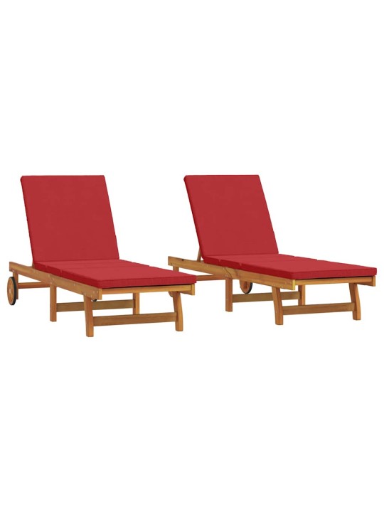 Sauļošanās krēsls ar spilvenu 2 pcs brūna 63 x 199 x 85cm