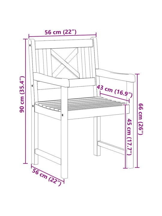 Dārza krēsls 8 pcs brūna 56 x 56 x 90 cm akācijas masīvkoks