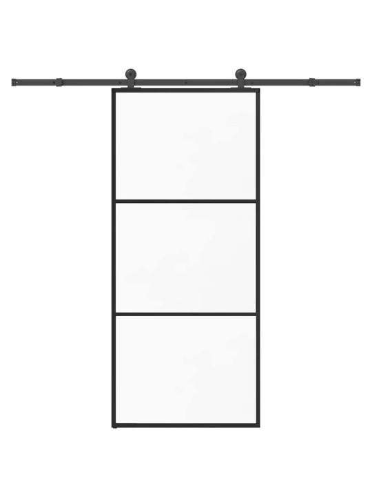 Bīdāmās durvis ar stiprinājumiem, stikls, alumīnijs, 90x205 cm