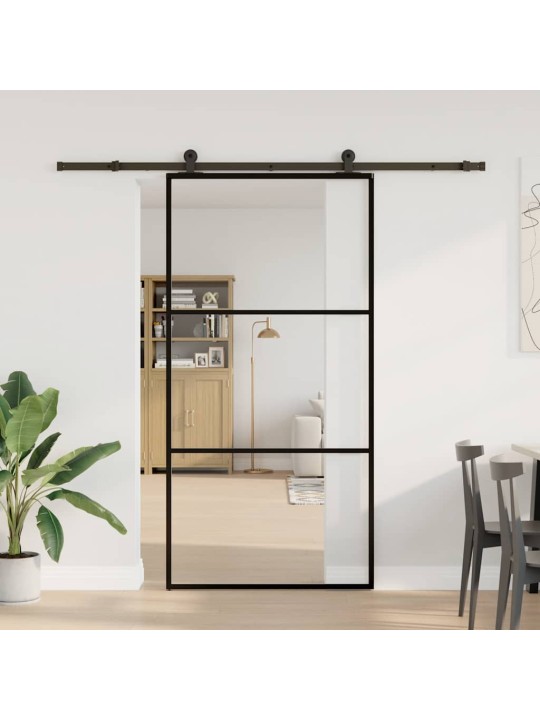 Bīdāmās durvis ar stiprinājumiem 102x205 cm stikls&alumīnijs