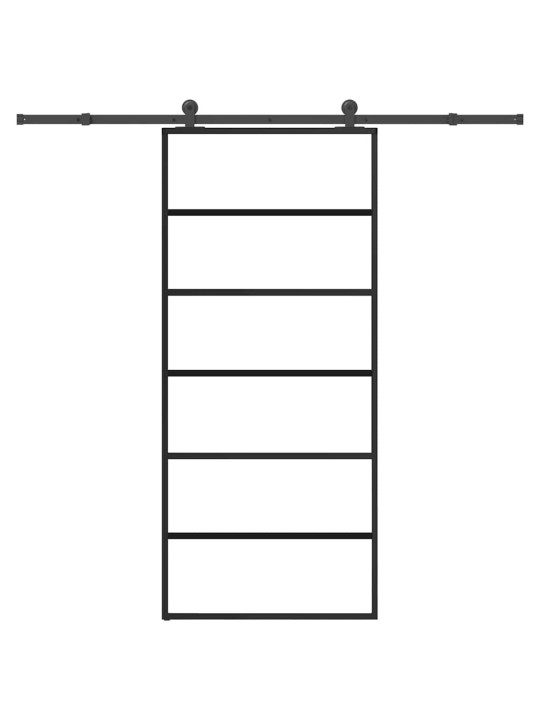 Bīdāmās durvis ar stiprinājumiem, stikls, alumīnijs, 90x205 cm