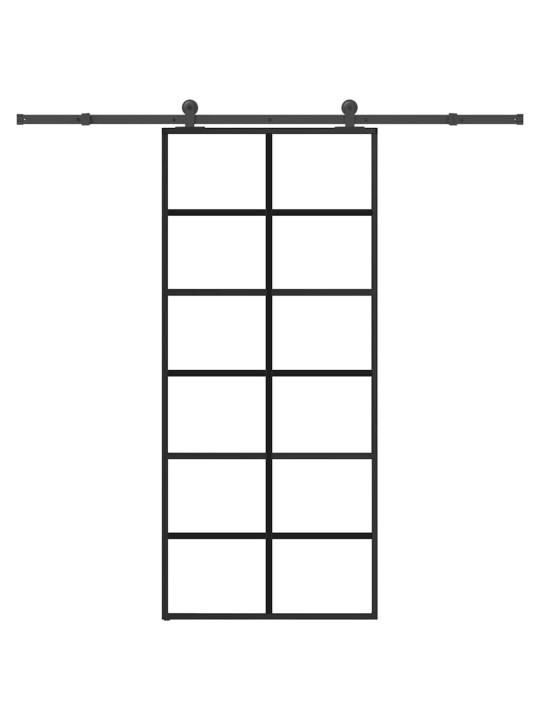Bīdāmās durvis ar stiprinājumiem, stikls, alumīnijs, 90x205 cm