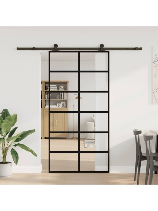 Bīdāmās durvis ar stiprinājumiem 102x205 cm stikls&alumīnijs