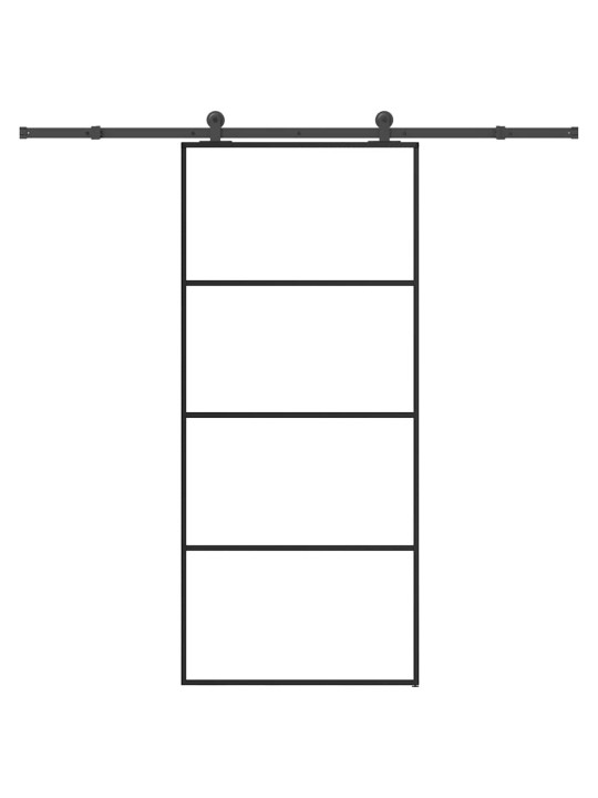 Bīdāmās durvis ar stiprinājumiem, stikls, alumīnijs, 90x205 cm