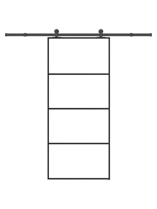 Bīdāmās durvis ar stiprinājumiem, stikls, alumīnijs, 90x205 cm