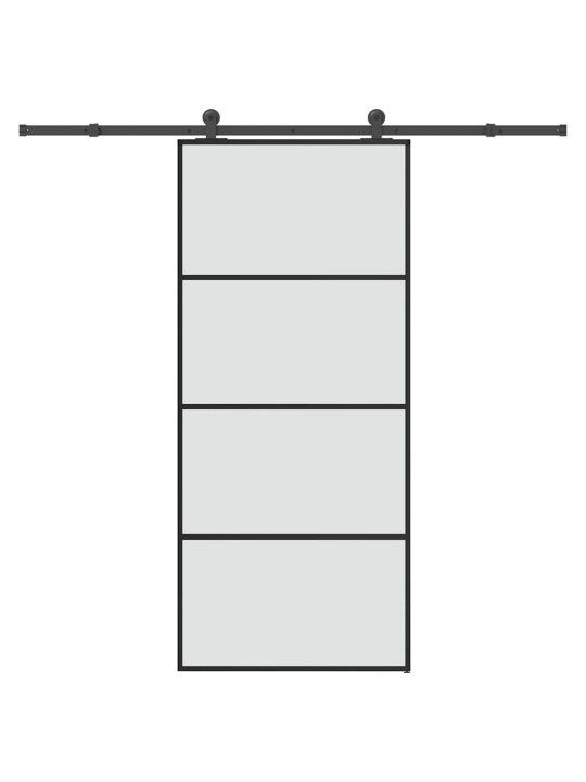 Bīdāmās durvis ar stiprinājumiem, stikls, alumīnijs, 90x205 cm