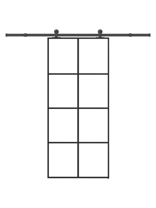 Bīdāmās durvis ar stiprinājumiem, stikls, alumīnijs, 90x205 cm