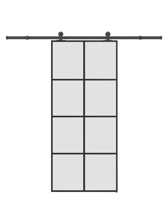 Bīdāmās durvis ar stiprinājumiem, stikls, alumīnijs, 90x205 cm