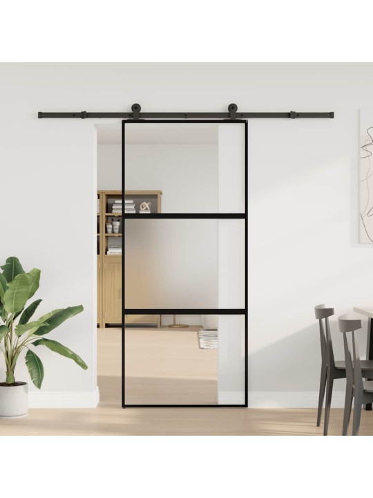 Bīdāmās durvis ar aparatūras komplektu 90x205 cm rūdīts stikls