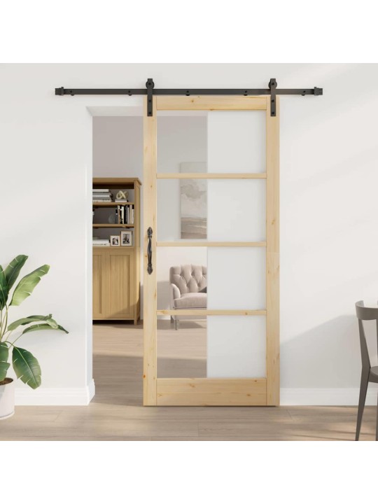 Slīdošās durvis brūna 93 x 211 cm priedes masīvkoks