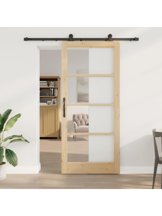 Bīdāmās durvis manuāls brūna 93 x 211 cm koks un metāls