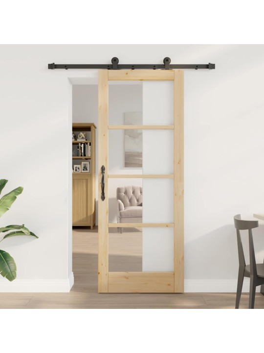 Bīdāmās durvis manuāls brūna 78 x 202 cm koks un metāls