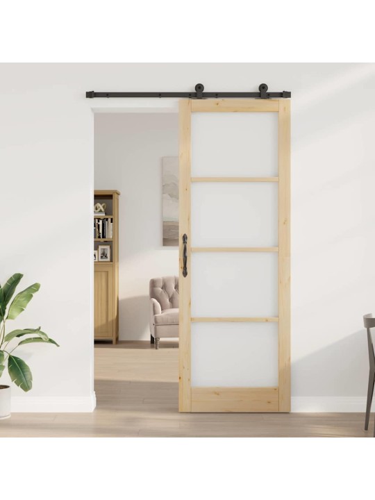 Bīdāmās durvis manuāls brūna 83 x 232 cm koks un metāls