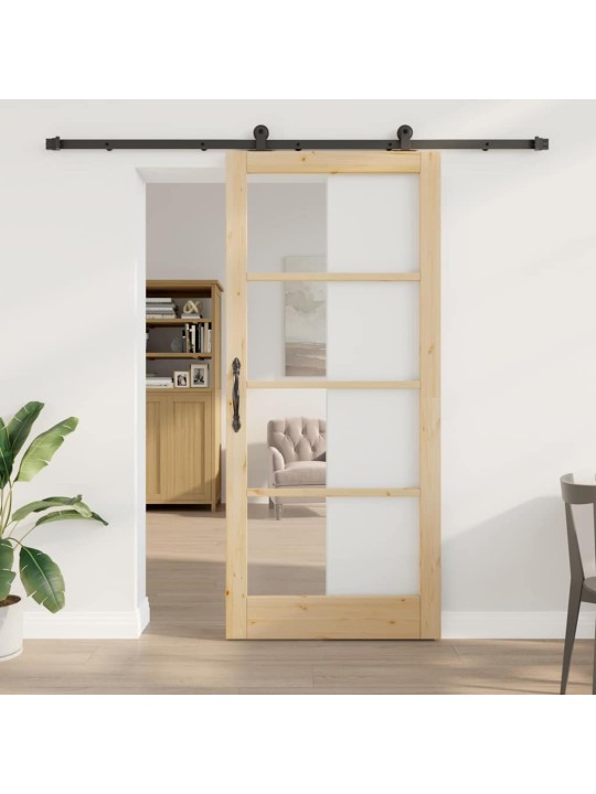 Bīdāmās durvis manuāls brūna 93 x 211 cm koks un metāls