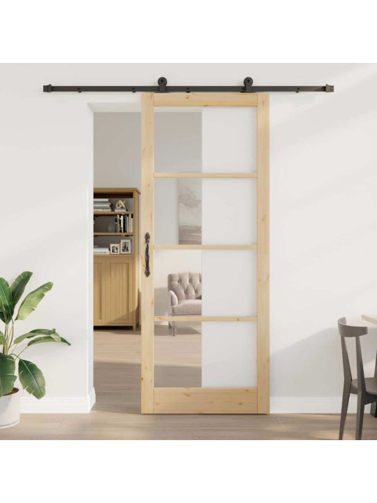 Bīdāmās durvis manuāls brūna 93 x 232 cm koks un metāls