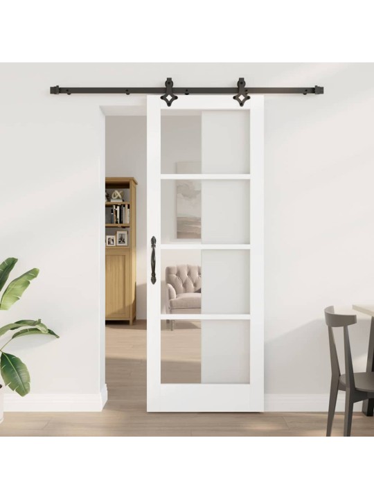 Bīdāmās durvis manuāls balts 78 x 211 cm koks un metāls