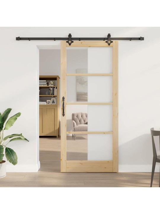 Bīdāmās durvis manuāls brūna 93 x 211 cm koks un metāls