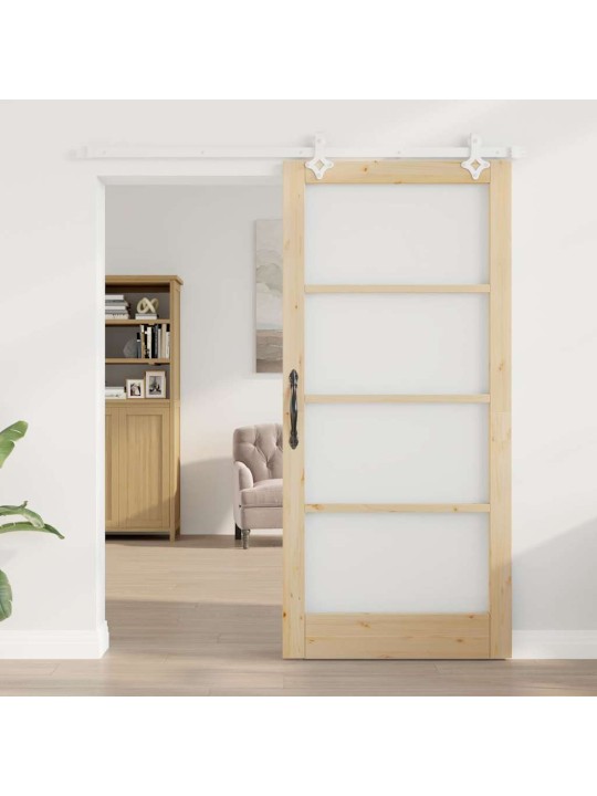 Bīdāmās durvis manuāls brūna 93 x 202 cm koks un metāls