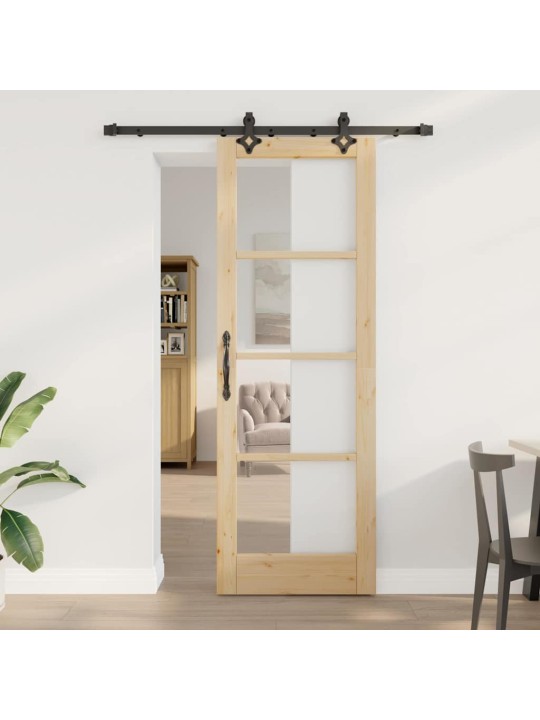 Bīdāmās durvis manuāls brūna 73.5 x 211 cm koks un metāls