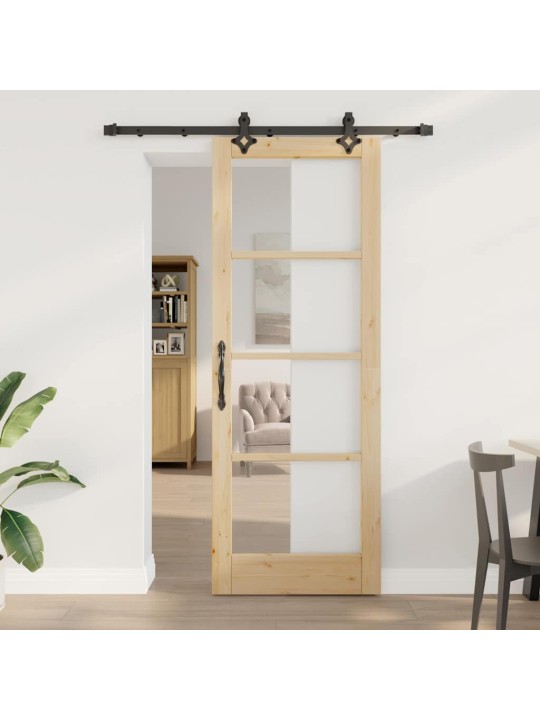 Bīdāmās durvis manuāls brūna 78 x 211 cm koks un metāls