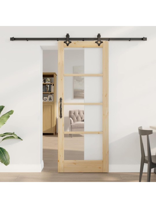 Bīdāmās durvis manuāls brūna 78 x 202 cm koks un metāls