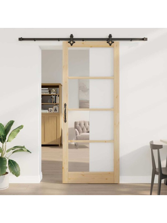 Bīdāmās durvis manuāls brūna 93 x 232 cm koks un metāls