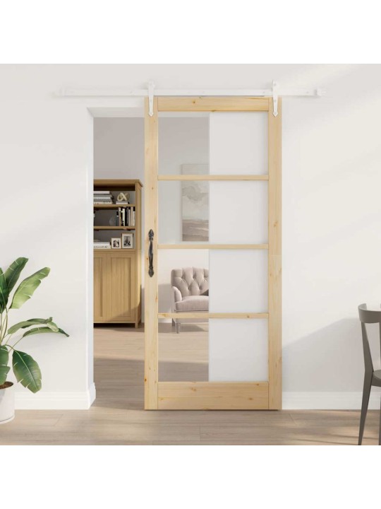 Slīdošas durvis manuāls brūna 93 x 211 cm koks un metāls