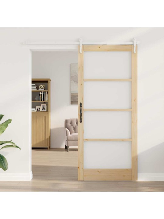 Slīdošas durvis manuāls brūna 93 x 211 cm koks un metāls